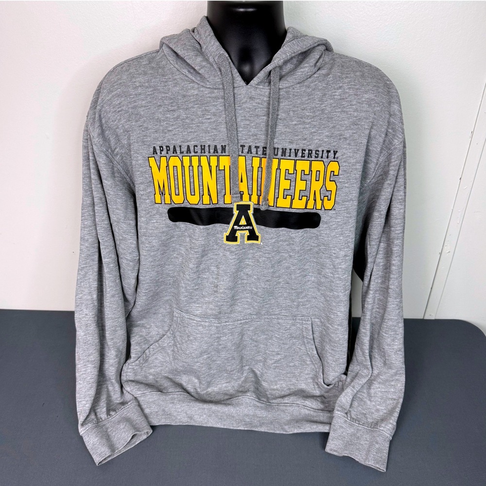 Hanes Hoodie Mens Large Appalachian State Mountaineers Gray Pullover Sweatshirt